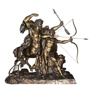 19th Century Bronze Sculpture “The Education of Achilles by the Centaur Chiron” After F. Rude For Sale