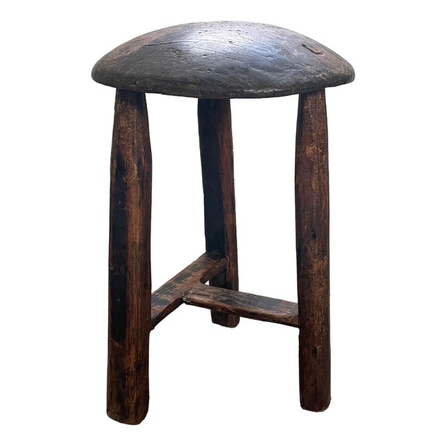 Antique Tripod Wooden Stool, 1920s For Sale