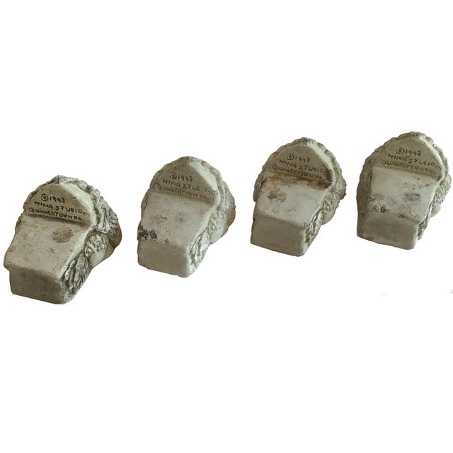 American 1993 Nina’s Studio Cement Planter's Feet From Acorn and Leaves Design - Set of 4 For Sale - Image 3 of 6