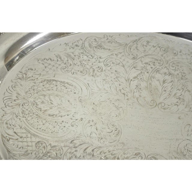 Vintage English Sheridan Silver Plated Large Oval Serving Platter Bar Tray For Sale - Image 9 of 14