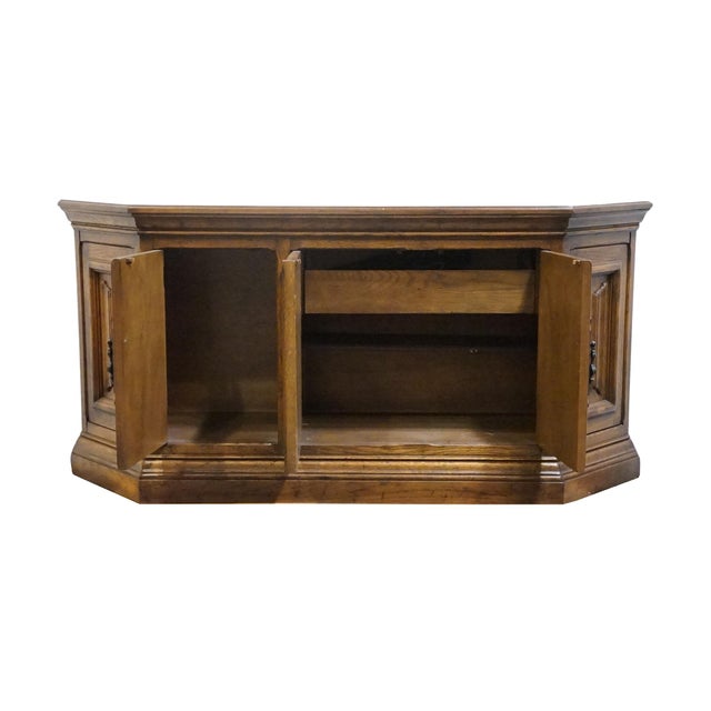 Drexel Furniture Bishopsgate Collection Solid Walnut English Tudor Style 65" Buffet 160-134-6 For Sale In Kansas City - Image 6 of 13