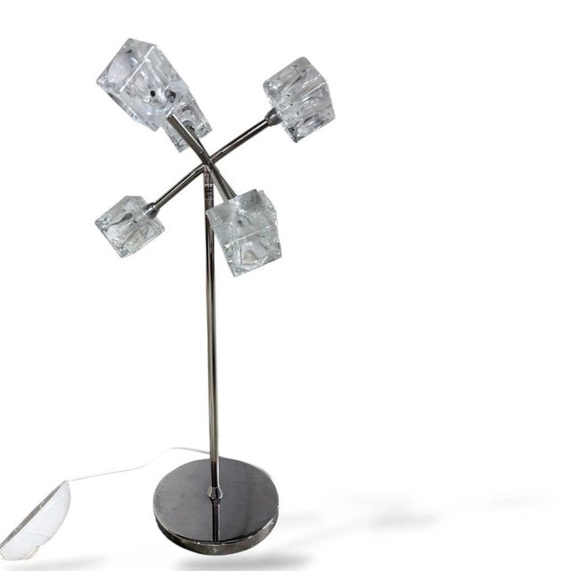Silver Mid-Century Ice Cube Lamp in Chrome with Textured Glass Shades from Ikea, 1970s For Sale - Image 8 of 9