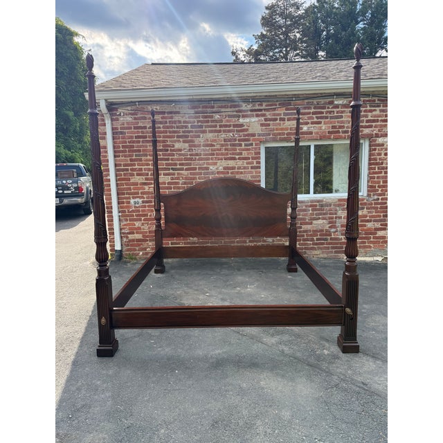 Henkel Harris Vine Carved Flame Mahogany Hand Carved 4 Post King Bed Frame Solid Flame Mahogany Hand Carved Wood – Hand...