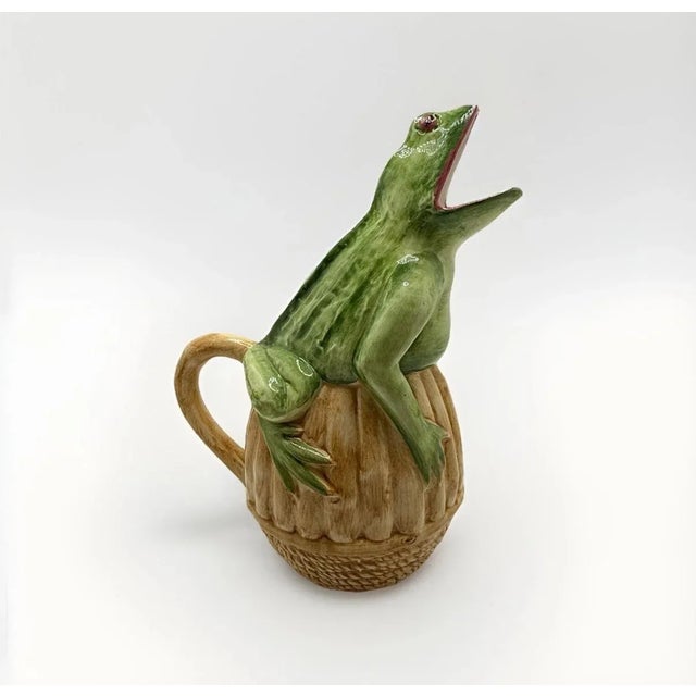 Ceramic Vietri Ceramic Majolica Hand Painted Frog Pitcher For Sale - Image 7 of 7