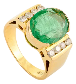 14k Solid Gold Bold Emerald Diamond Men's Ring Size 7