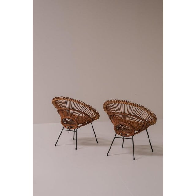 Rattan Chairs by Janine Abraham & Dirk Jan Rol for Rougier, France, 1956, Set of 2 For Sale - Image 14 of 15
