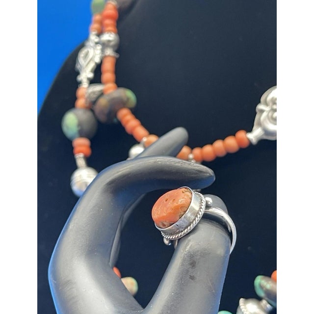 Southeast Asia Antique Tajik/Uzbek Necklace and Ring Set. Central Asian Jewelry For Sale - Image 4 of 10