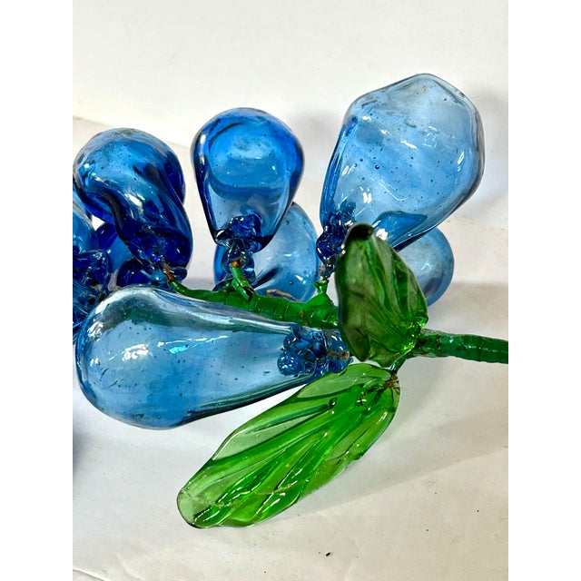 1950s 60s Italian Hand Blown Glass Blue Grapes, Pair For Sale - Image 5 of 6