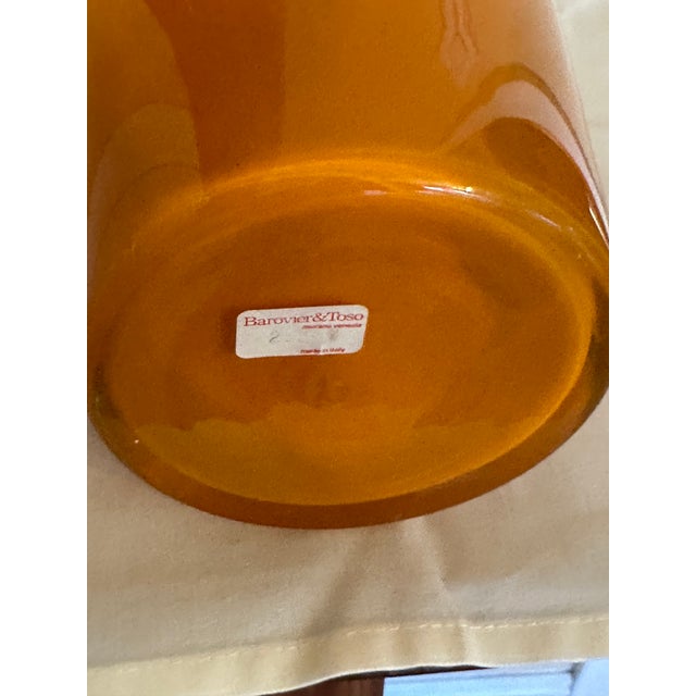 Glass Barovier & Toso Orange Murano Glass Vase For Sale - Image 7 of 11