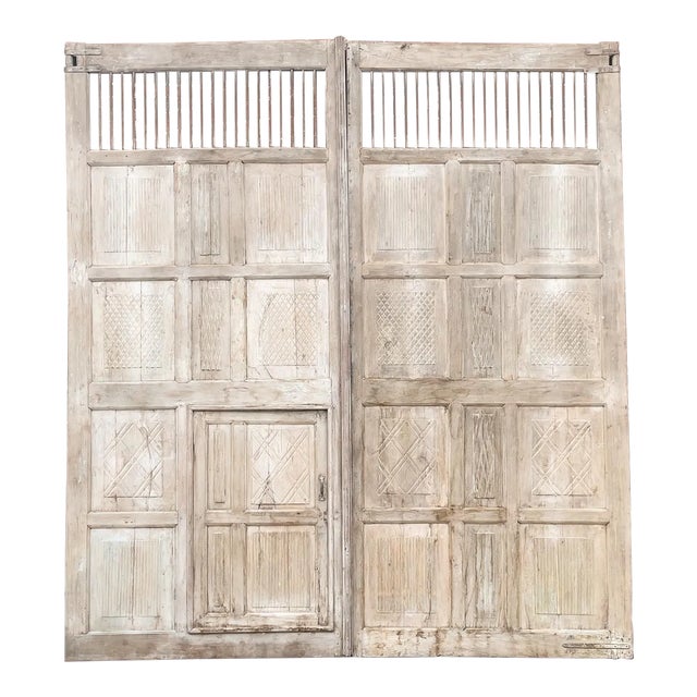 Pair of Antique Indo-French Monumental Doors For Sale