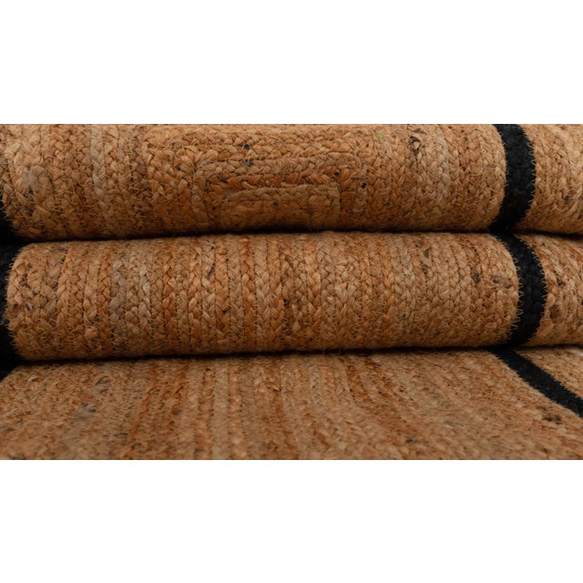3x8 Ft. Black Jute Scallop Single Border Handmade Boho Rug For Sale - Image 11 of 12