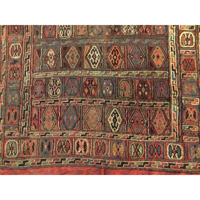 Brown Vintage Handwoven Flatwoven Polychrome Sumac in Neutral Tone. For Sale - Image 8 of 10