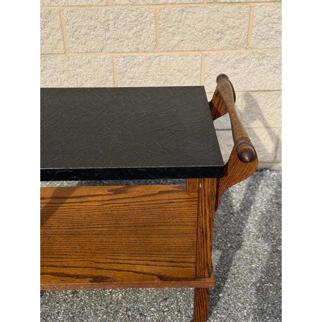 Late 20th Century Brutalist Walnut Bar Cart on Wheels For Sale - Image 4 of 10