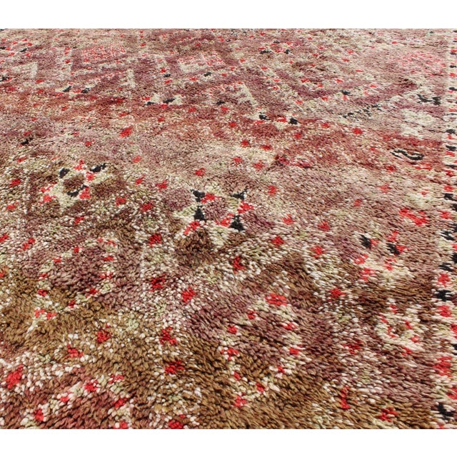 Multi Colored Vintage Large Moroccan Rug With All-Over Diamond Pattern For Sale In Atlanta - Image 6 of 12