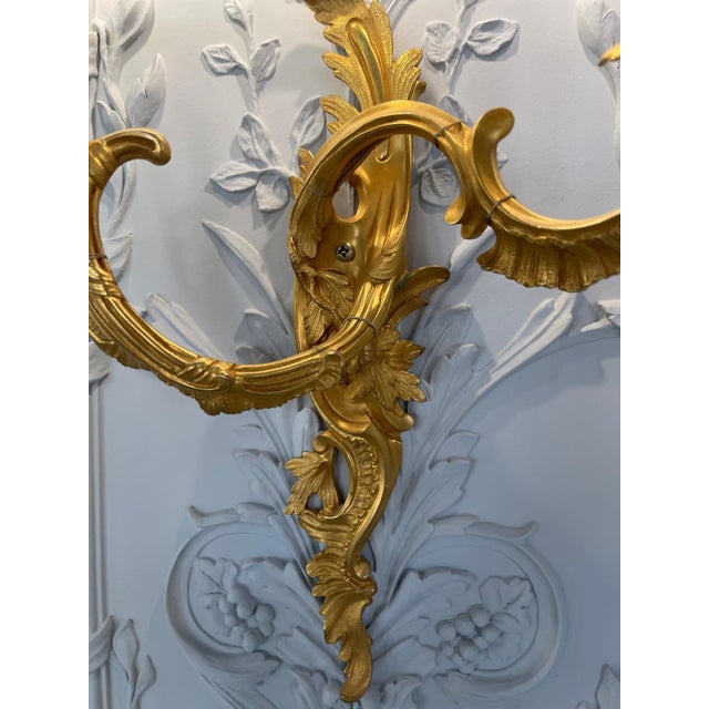 Gilt Bronze Two-Light Wall Sconces by Maison Bagues, 2018, Set of 2 For Sale - Image 4 of 7