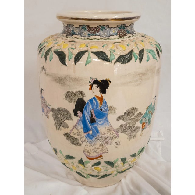 20th Century Massive Japanese Satsuma Style Vase or Urn For Sale - Image 4 of 13
