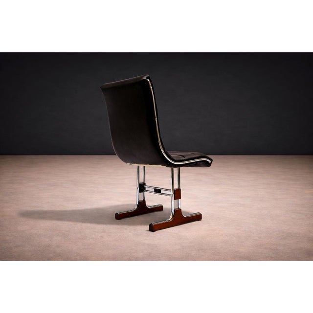 Set of 6 Chairs in Leather, Metal & Wood, Braszenski, 1960s For Sale - Image 9 of 13