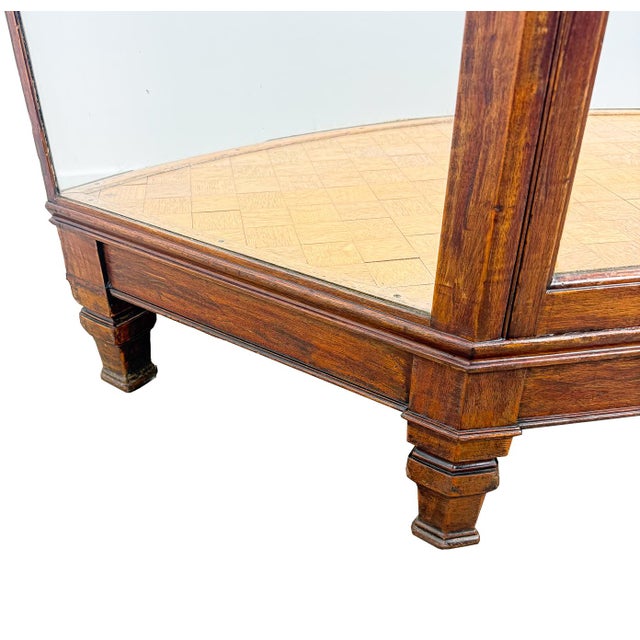Antique Curved Glass Display Cabinet Wooden Showcase, 1890s For Sale - Image 12 of 18