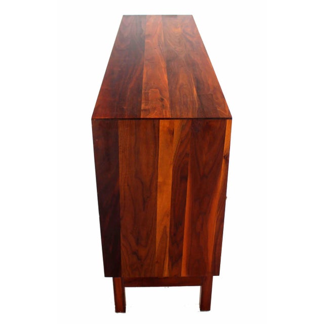 Wood 20th Century Danish Modern Solid Oiled Walnut Credenza With Sliding Doors For Sale - Image 7 of 10