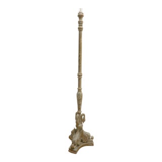 1940s Vintage Hand Carved Floor Lamp With Swan Base For Sale