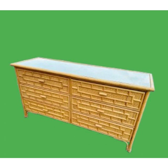 Vintage Organic Modern Restored Woven Rattan Sideboard,Credenza,Console,Dresser With Bamboo Trim Accents For Sale - Image 11 of 11