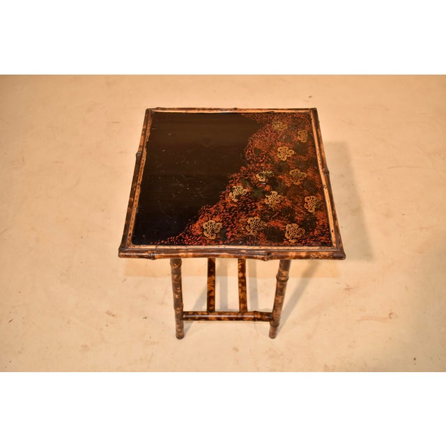 19th Century French Bamboo Table With Chinoiserie Top For Sale - Image 9 of 9