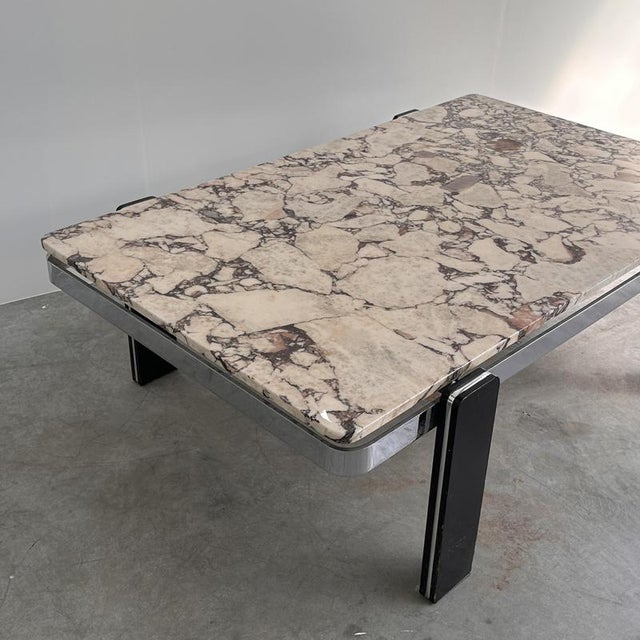 Violetta Calacatta Marble Coffee Table on Chrome Base, 1970s For Sale - Image 12 of 16
