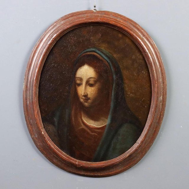 Northern Italian School Artist, Face of the Virgin Mary, Oil Painting on Canvas, Framed For Sale - Image 9 of 9