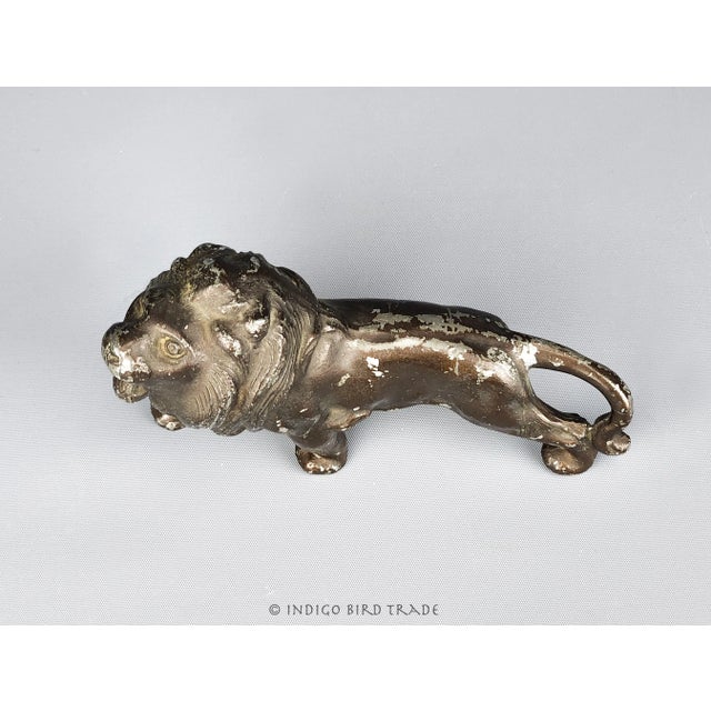 Vintage Art Deco Spelter Lion Statue For Sale In Greenville, SC - Image 6 of 6