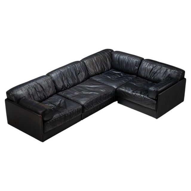 Model DS76 Modular Sofa in Black Leather from de Sede, 1970, Set of 4 For Sale - Image 13 of 13