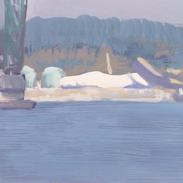 1990s 'Industrial Landscape in Blue, California' by Stewart Kelly, 1990; Marin Society of Artists, Nassau For Sale - Image 5 of 8