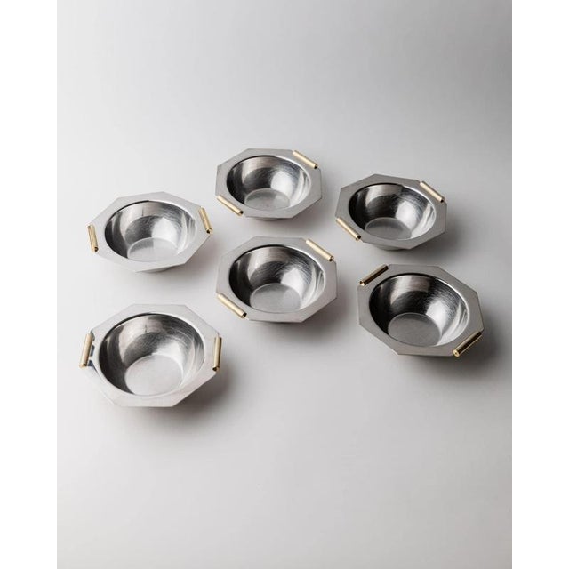 Vintage Stainless Steel Bowls with Gilt Handles, 1980s, Set of 8 For Sale - Image 11 of 11