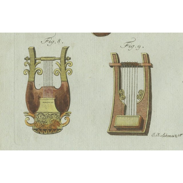 Paper Bertuch, Ancient Greek and Roman Lyres, 1802, Engraving For Sale - Image 7 of 11