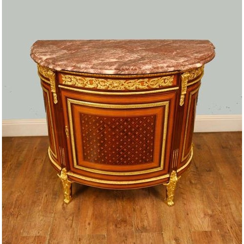 Traditional French Empire Demi-Lune Commodes, Set of 2 For Sale - Image 3 of 12