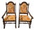1970s Ethan Allen Jacobean Royal Charter Oak Dining Room Armchairs Gothic Pair For Sale