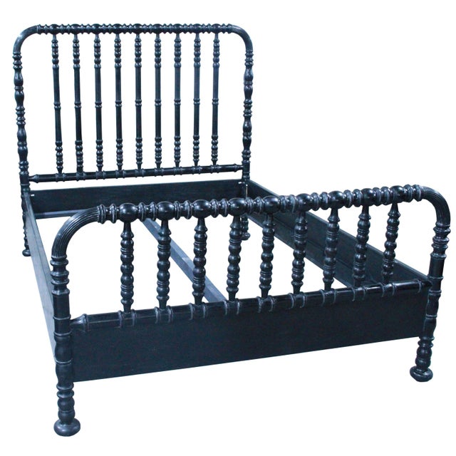 American Bachelor Bed, Queen, Hand Rubbed Black For Sale - Image 3 of 3