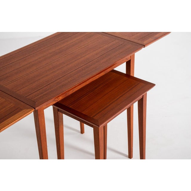 Wood Vintage Scandinavian Extendable Nesting Tables, Denmark, 1960s, Set of 2 For Sale - Image 7 of 11