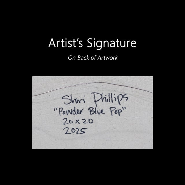 Powder Blue Pop - Original Blue Glitter Abstract Acrylic Painting on Canvas by Shiri Phillips For Sale - Image 9 of 9