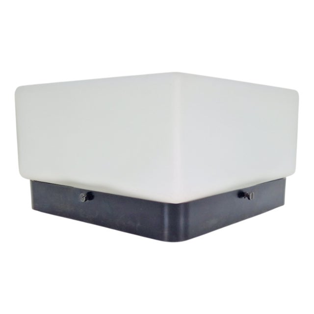 Vintage Bauhaus Ceiling Lamp with White Glass Bakelite, 1960s For Sale