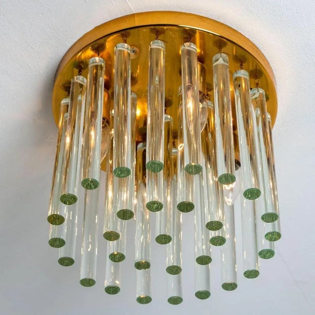 Crystal Glass and Brass Flush Mount by Ernst Palme, 1970s For Sale - Image 9 of 12