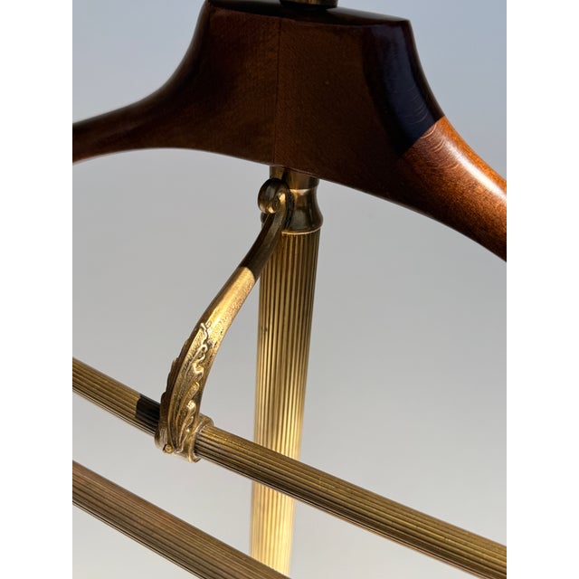 1970s Italian Brass and Wood Valet Stand For Sale In Los Angeles - Image 6 of 11