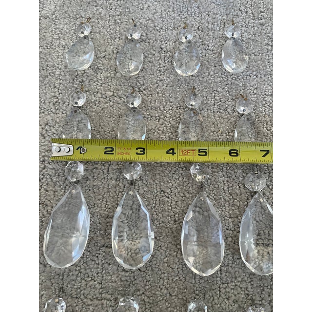 Transparent 42 Piece Vintage Clear Crystal Chandelier Prisms Faceted Teardrop Icicle Spears For Sale - Image 8 of 11