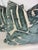 Abstract Opuzen "Acdc" in Teal 22" Pillows-a Pair For Sale - Image 3 of 4