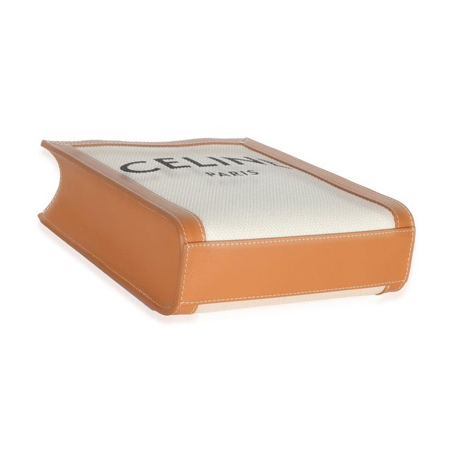 Natural Tan Canvas Calfskin Mini Vertical Cabas For Sale In New York - Image 6 of 9