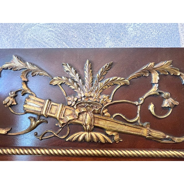 1940s Empire Style Mahogany Wall Mirror With Brass Ormolu Crest For Sale - Image 5 of 5