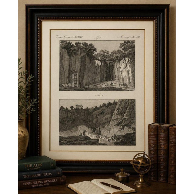 Original antique print of mountain roads and rock-cut passes by bertuch, c. 1800 original antique copper engraving...