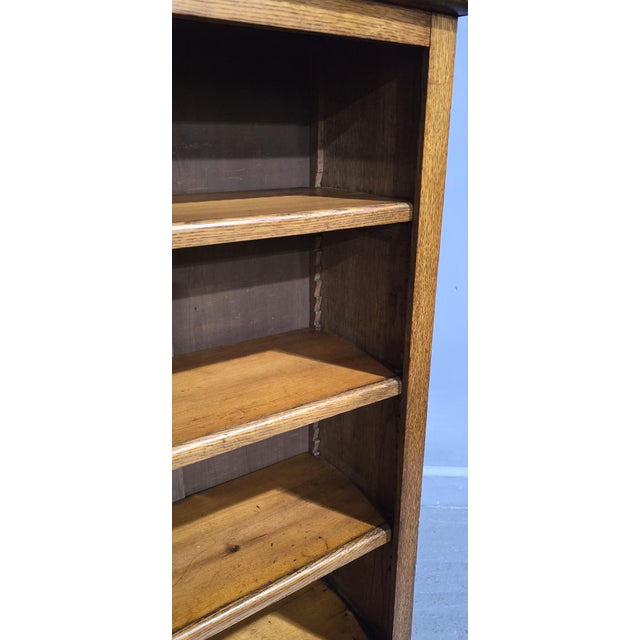 Wood Golden Oak Adjustable Library Bookcase, 1880s For Sale - Image 7 of 8