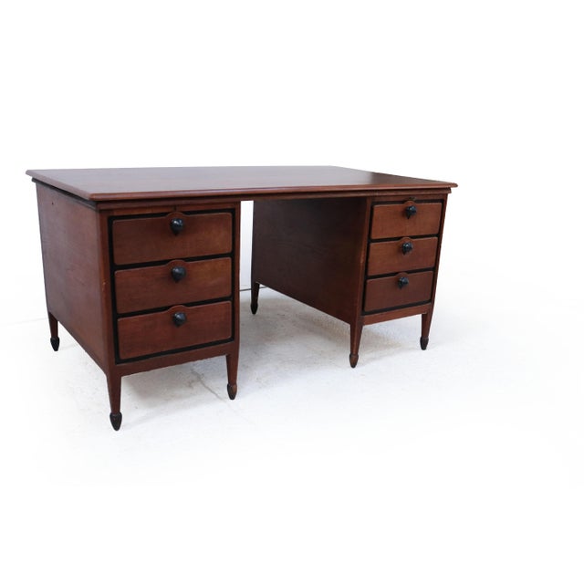 Brown Dutch Oak Pedestal Desk by H. Pander & Zonen, 1920 For Sale - Image 8 of 18