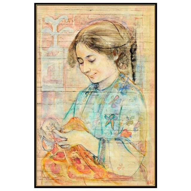 Message us to inquire about custom framing options! (Included for free with every purchase) The artwork here, "Knitting",...