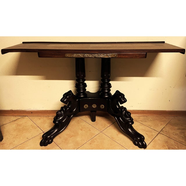 Black Neo-Renaissance Historic Revival Style Black and Brown Console Table, Late 19th-Early 20th Century For Sale - Image 8 of 18